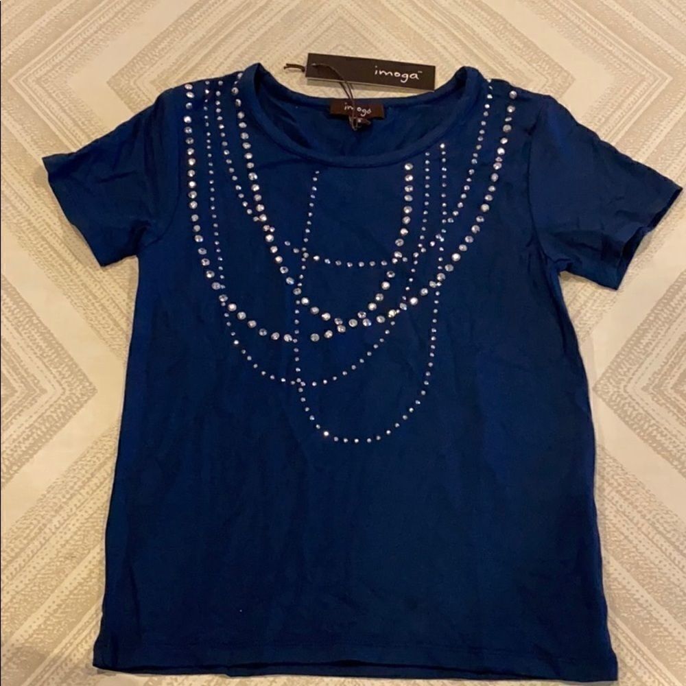 Imoga Girls Blue Short Sleeve Shirt with Grommets
